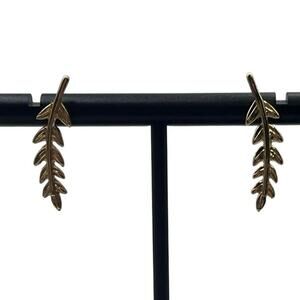 J. Crew Gold Tone Leaf Stud Golden Leaf Crawler Gold Tone Minimal Earrings